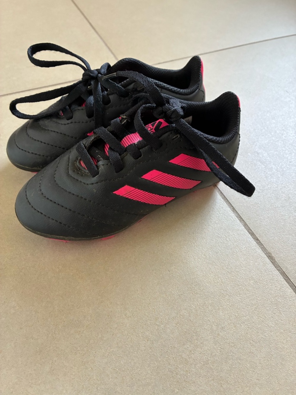 adidas Kids Black and Pink Soccer Sneakers